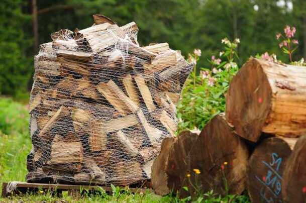 Bag of logs for sale suitable for wood burners, firepits and open fires